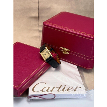 24x31mm • 1980s Cartier Tank Vermeil Must De Champagne Lemon Dial Gold Plated